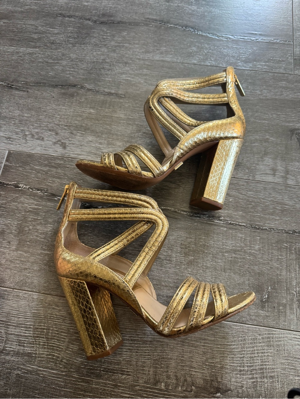 Michael Kors Gold Metallic Strappy Heels Size 38.5 / US 8.5